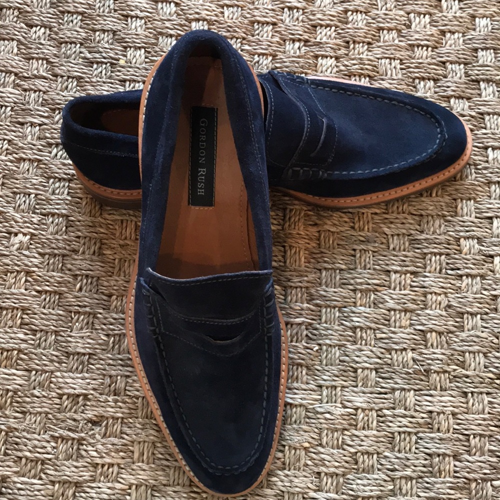 NWOT Gordon Rush Blue Suede Loafers, Men’s Size 10